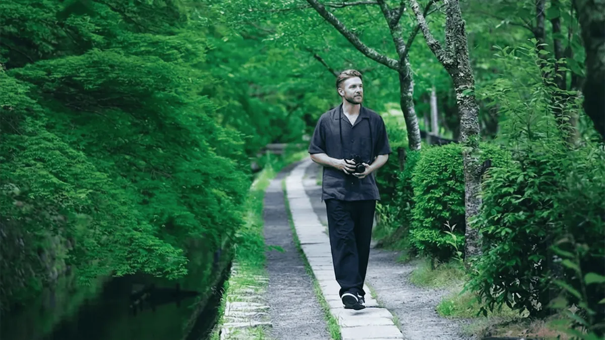 Cherry trees lining the canal of the Philosopher's Path in Kyoto, Kyoto Japan